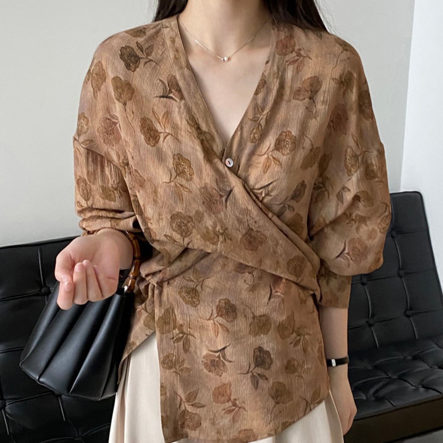 Floral irregular design blouse S311
