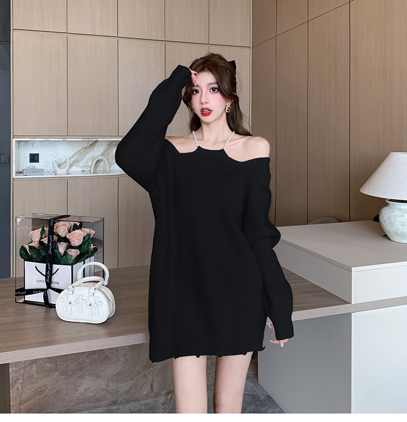 dress】オフショルダーニットワンピース M18621 | nanastyle