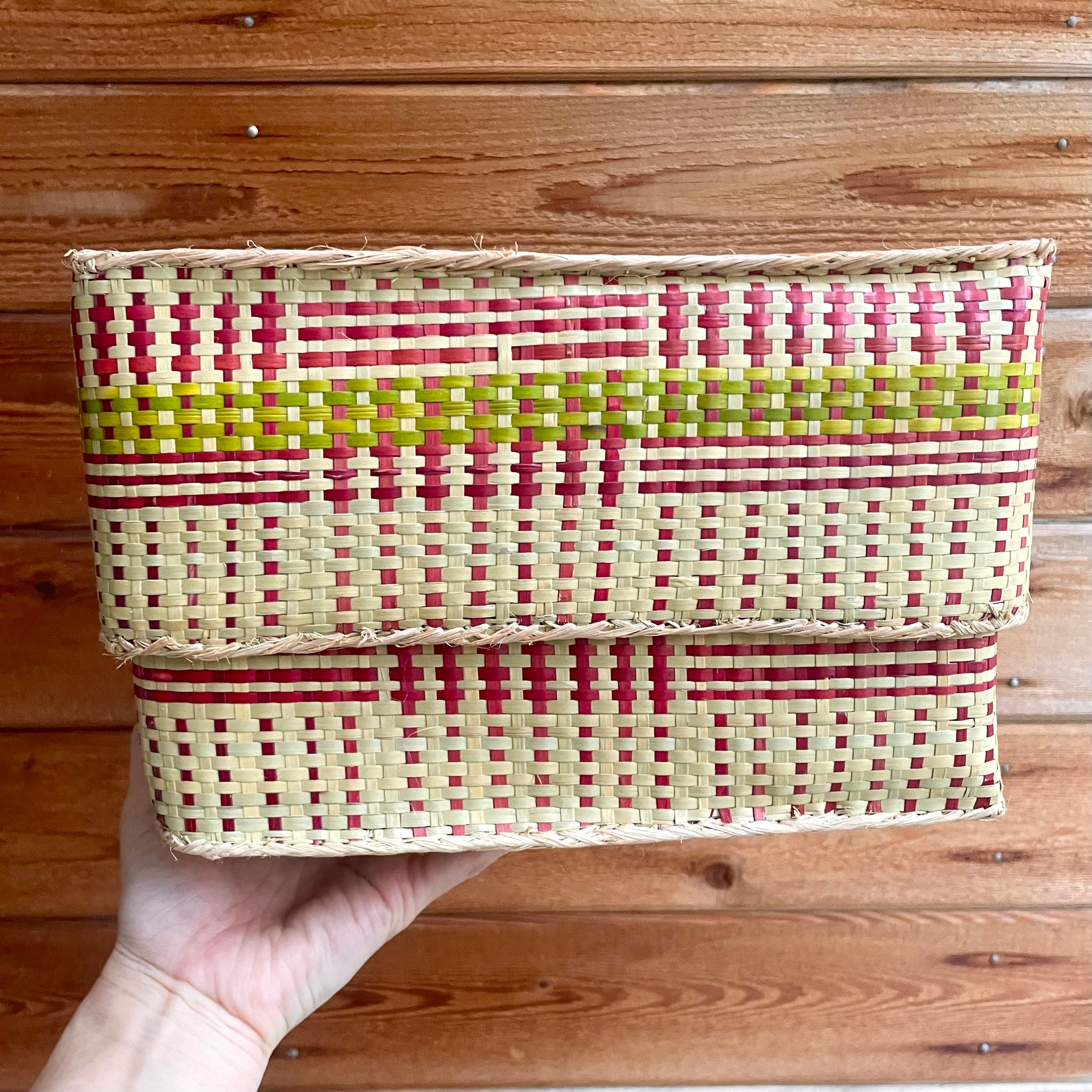 Rectangular colourful basket M w27cm×16cm×h16.5cm 四角カラフル蓋