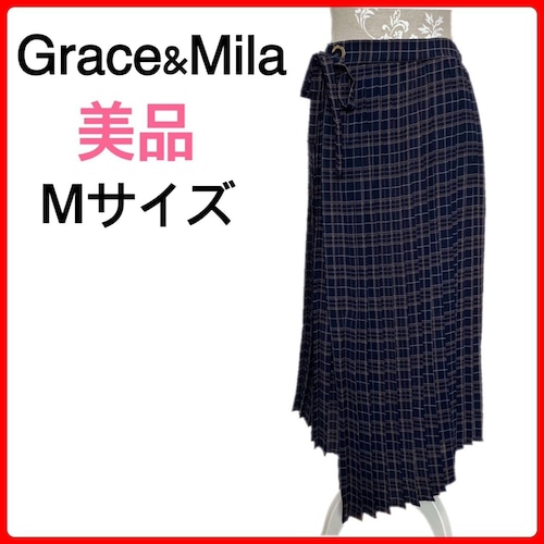 Grace&Mila グレースアンドミラ レディース スカート チェック ラッププリーツスカート