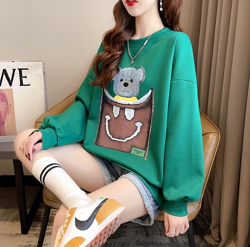 【秋冬新作】ファッショントップス♪ブラック/グリーン2色展開◆#sebotv-2k51147