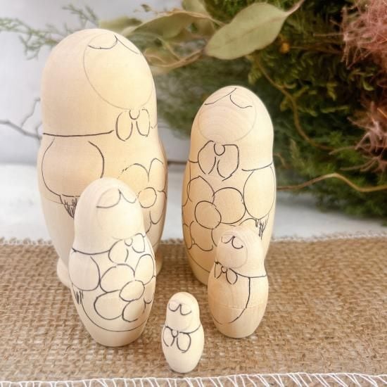 白木マトリョーシカ 手作り 下書きありで塗り絵感覚の5p