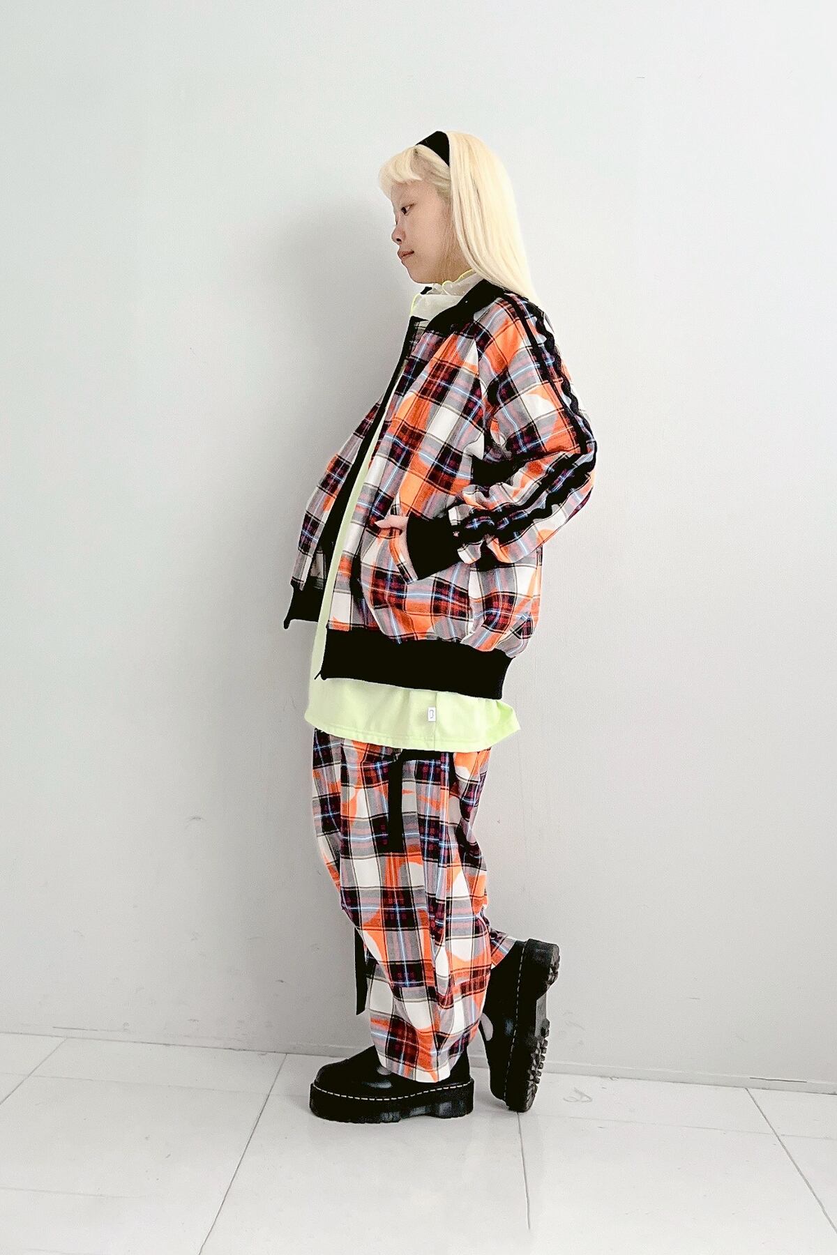 フランキーグロウfranky grow CHECKTAPE BIG PANTS FORMED CHECK TAPE
