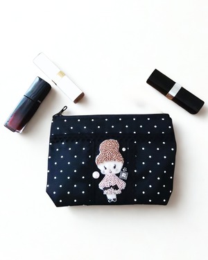 ♡ビーズ刺繍水玉ポーチ♡