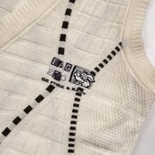 PAGELO パジェロ デザイン Vネック 前開き ニット ベスト L/ホワイト系 メンズ ゴルフ