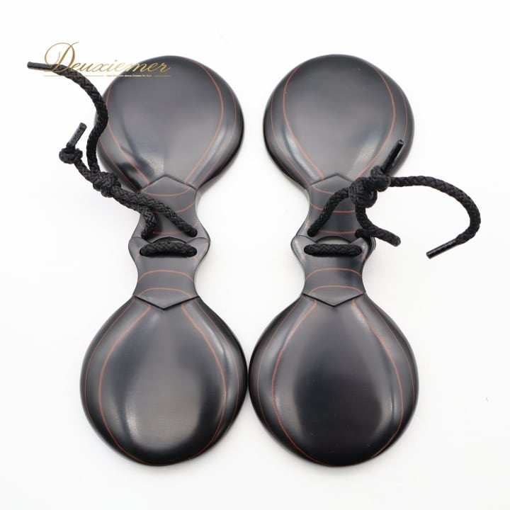 フラメンコ 小物 CASTANUELAS DEL SUR パリージョ カスタネット ブラック系 フィブラ ベテアダ スペシャル 黒 赤 ライン 模様 柄 高級 光沢 楽器 小物 ペア 両手 ダンス小物 小道具 ブラウン系 ゴールド系 J005-9911080000112 フラメンコ パリージョ カスタネット ブラック系 CASTANUELAS DEL SUR