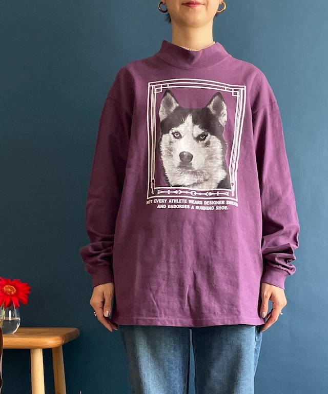 Alaska Airline Purple long sleeves Tshirt MADE IN USA　アラスカエアライン　ロングTシャツ