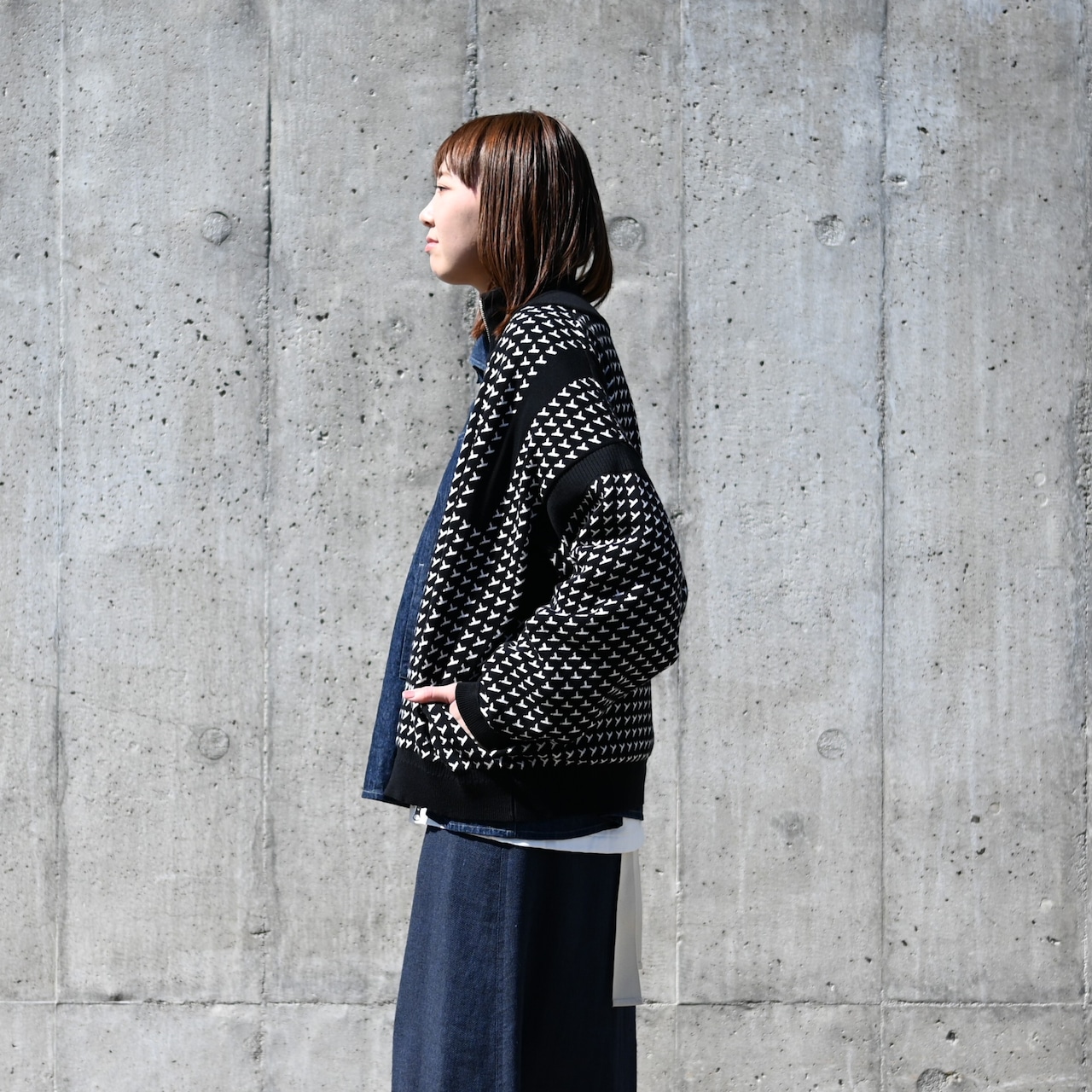 YASHIKI / GANKO別注 Shinsetsu Drivers Knit レディース着用コーディネート