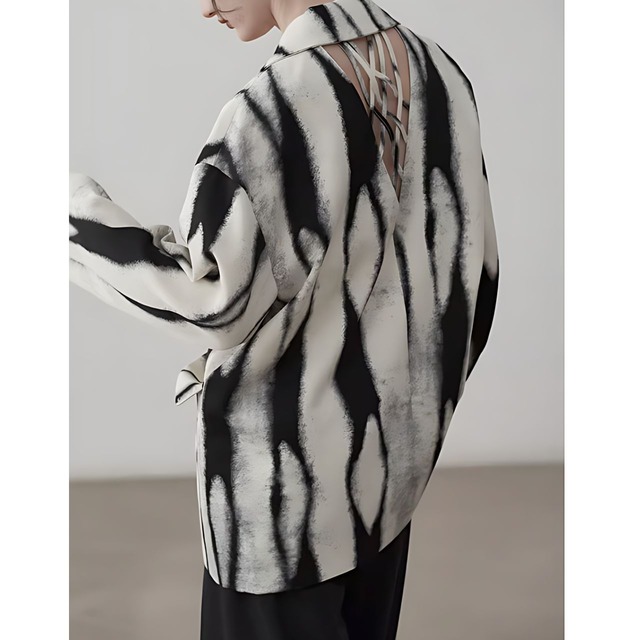 Monotone back mesh shirt jacket C0215