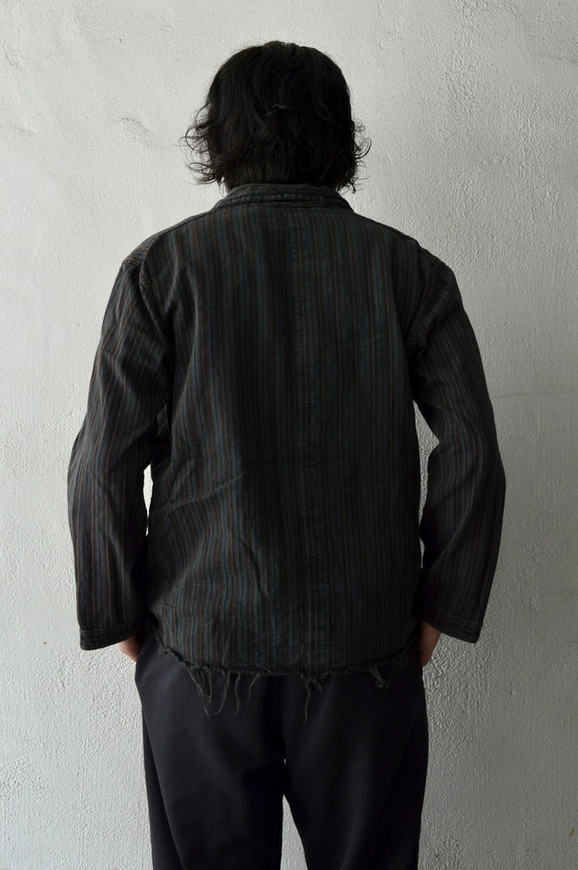 VENTITANK PROJECT Bulgarian Army 1950's-60's Dead Stock Custom Remade & Dyed Sumi Kuro Sleeping Shirt Jacket Type Red Multi 1 ブルガリア軍 スリーピングシャツ ジャケット 50s 黒染め