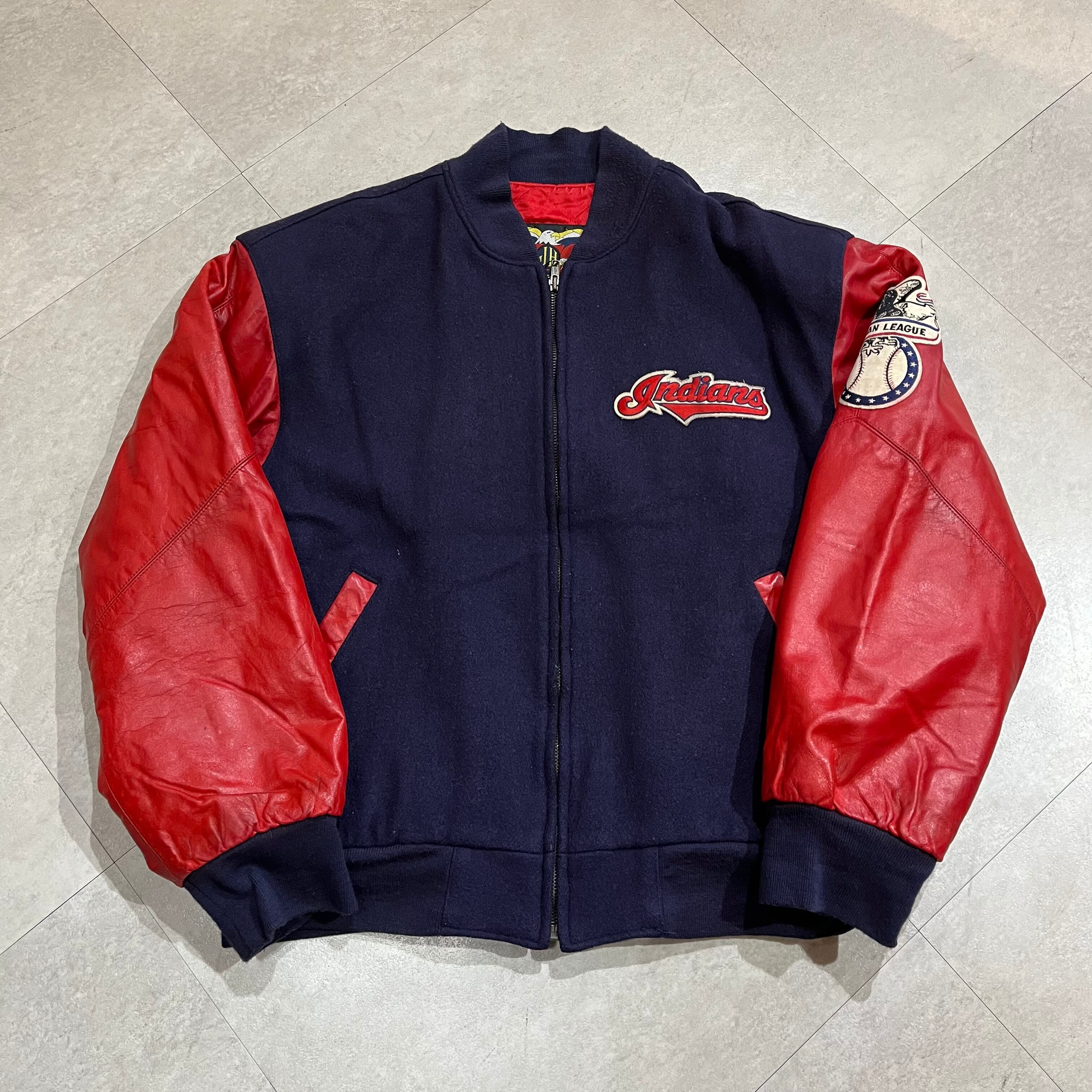 古着 OLD 日本製 レザースリーブ ウールスタジャン 黒赤 M sbdonline2.net