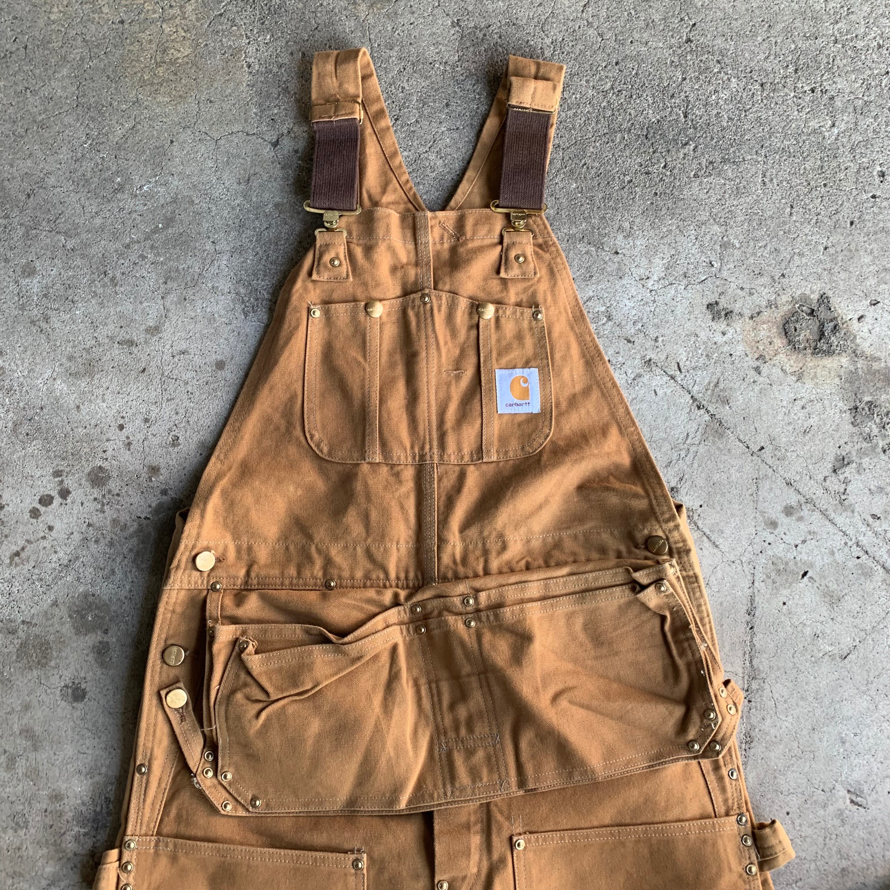 90s Carhartt エプロン付きダブルニーダック地オーバーオール MADE IN ...