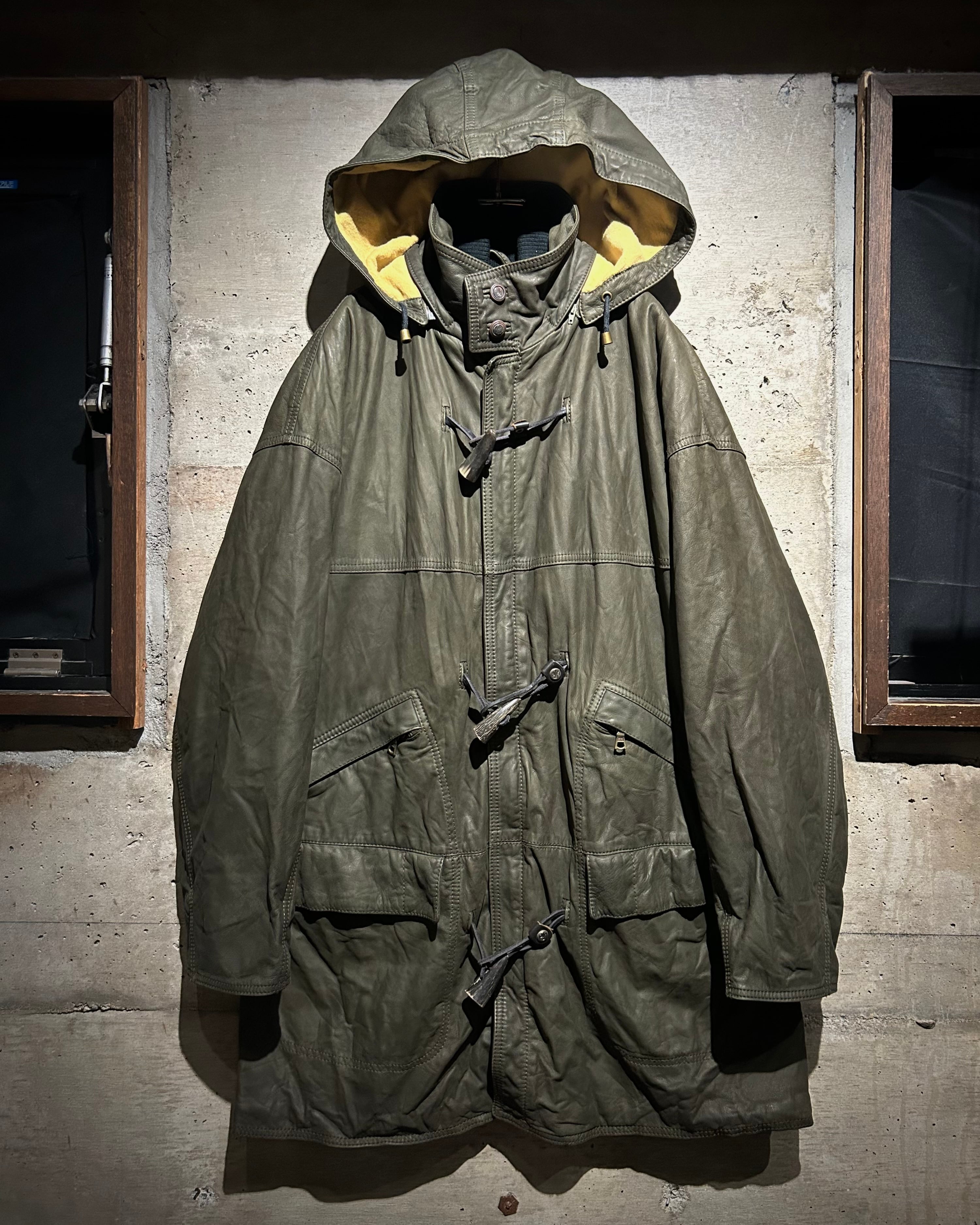 Caka】80's〜90's“Ruffo” Hood Detachable Vintage Leather Duffle