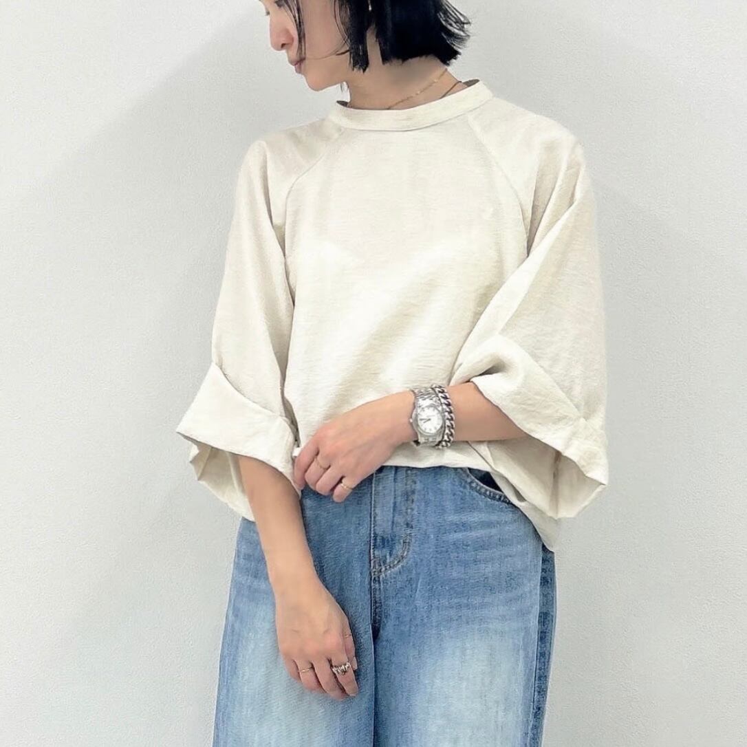 【 AGAWD 】ハーフスリーブリネンブラウス