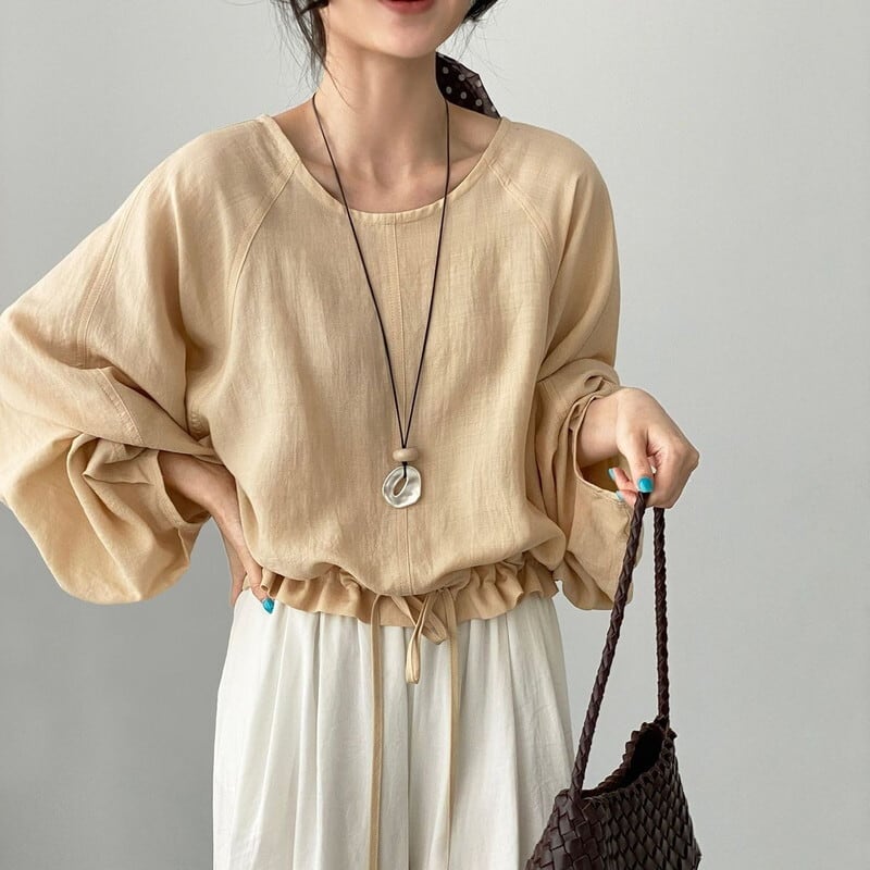 drawstring hem blouse 103063