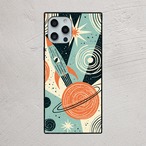 受注生産 iPhoneケース 土星と放射線のレトロ宇宙｜レトロ宇宙 RFSP012B