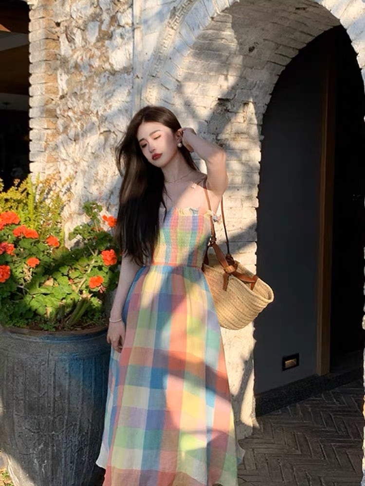 カラフルチェック柄ワンピースG124CON0065 | liberal style. - 韓国
