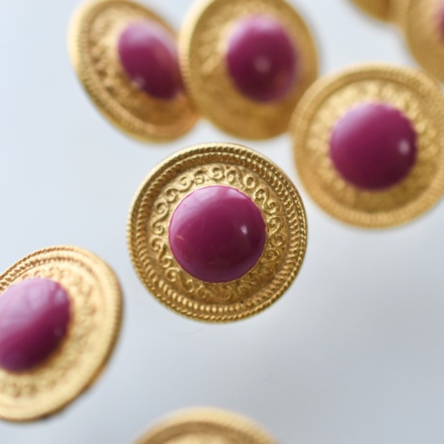 フランス パープル ゴールドフラワー 13mm