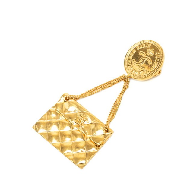 シャネル ココマーク マトラッセ ヴィンテージ ブローチ 93A ゴールド メッキ GP レディース CHANEL 【中古】