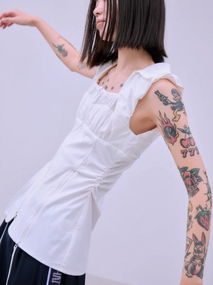 【26SS】THINGS THAT MATTER シングスザットマター / ノースリーブ トップス / FRONT ZIP BODY-LINE SLEEVELESS TOPS