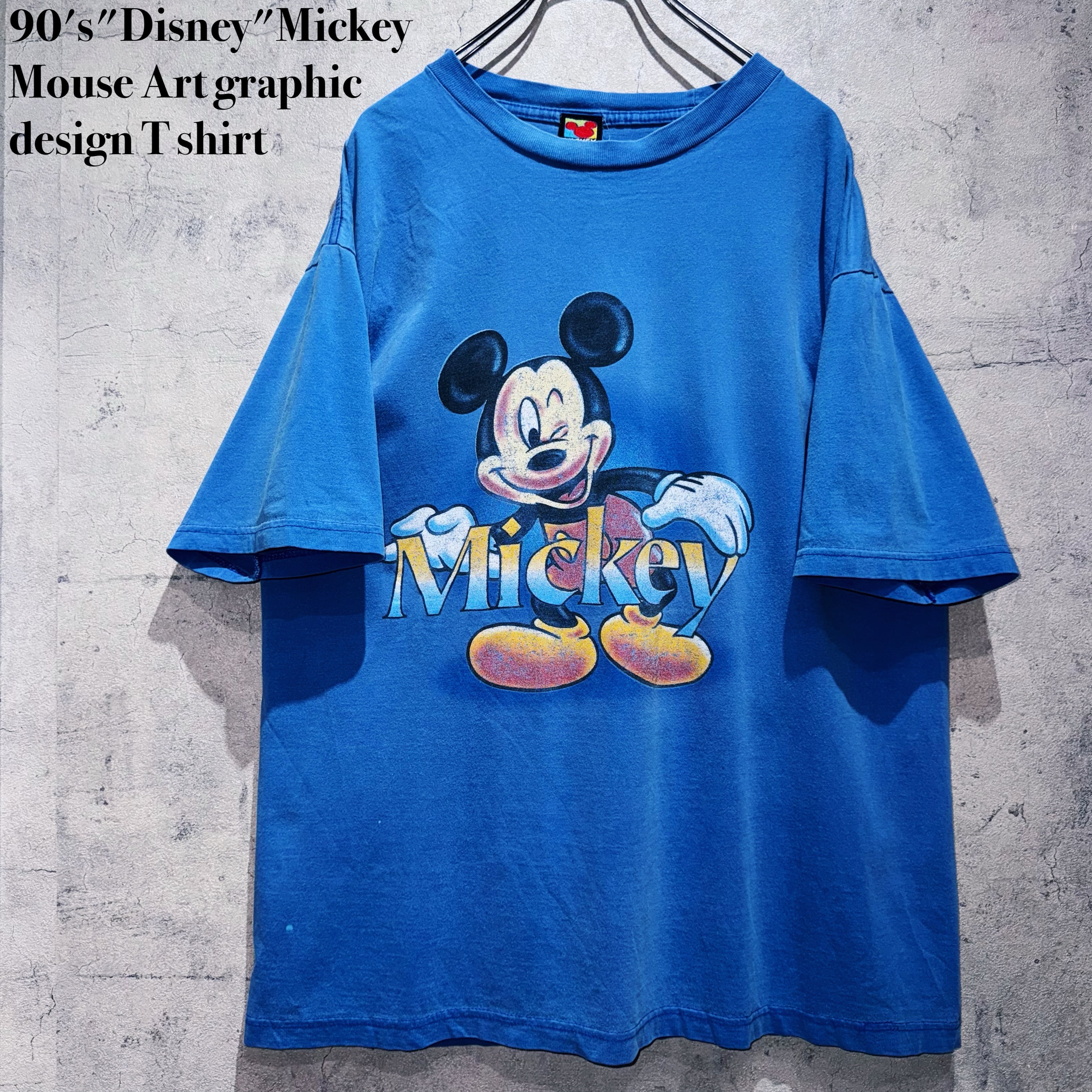 90's"Disney"Mickey Mouse Art graphic design T shirt