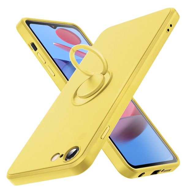 TLOMPLO 対応 iPhone SE 第3世代 第2世代 8/7 ケースリング付き耐衝撃 シリコン 薄型 カバー スリム 黄