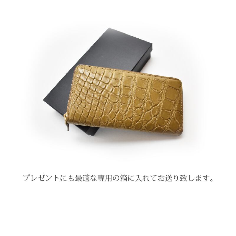 クロコダイル 本革 ラウンドファスナー 長財布 メンズ レディース