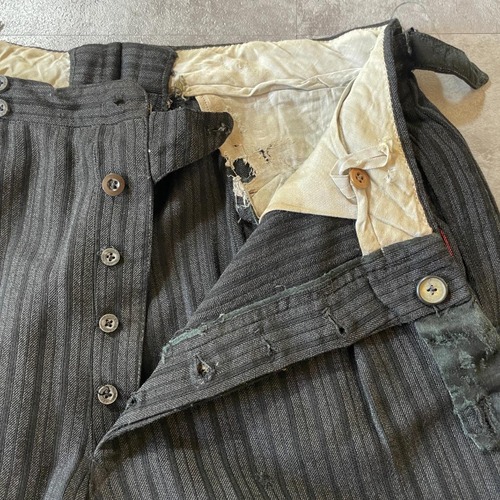 30-40s フレンチワーク ストライプ ブラック パンツ W31 詳細写真6
