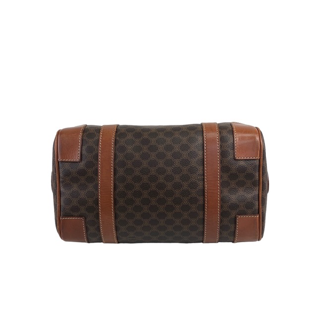 CELINE セリーヌ マカダム ハンドバッグ ブラウン ブラゾン型押し PVCレザー キーポル ミニボストン vintage ヴィンテージ オールド dujsu6