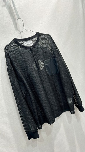 【VOAAOV】VOTP-L93 Russell Lace Henry Shirt Pullover / Black