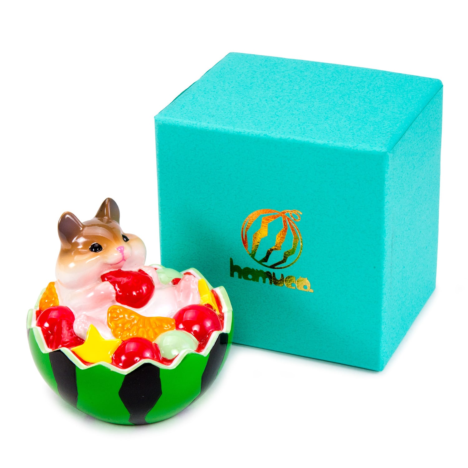 スイカとハムスター スイカのフルーツポンチ 季節飾り ハンドメイド HS