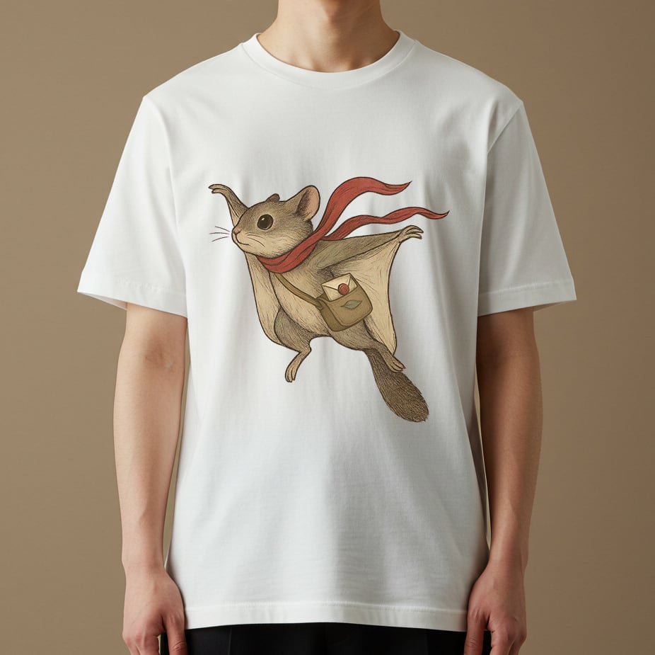 モモンガ配達員Tシャツ[ホワイト] | アニマルフロンティア