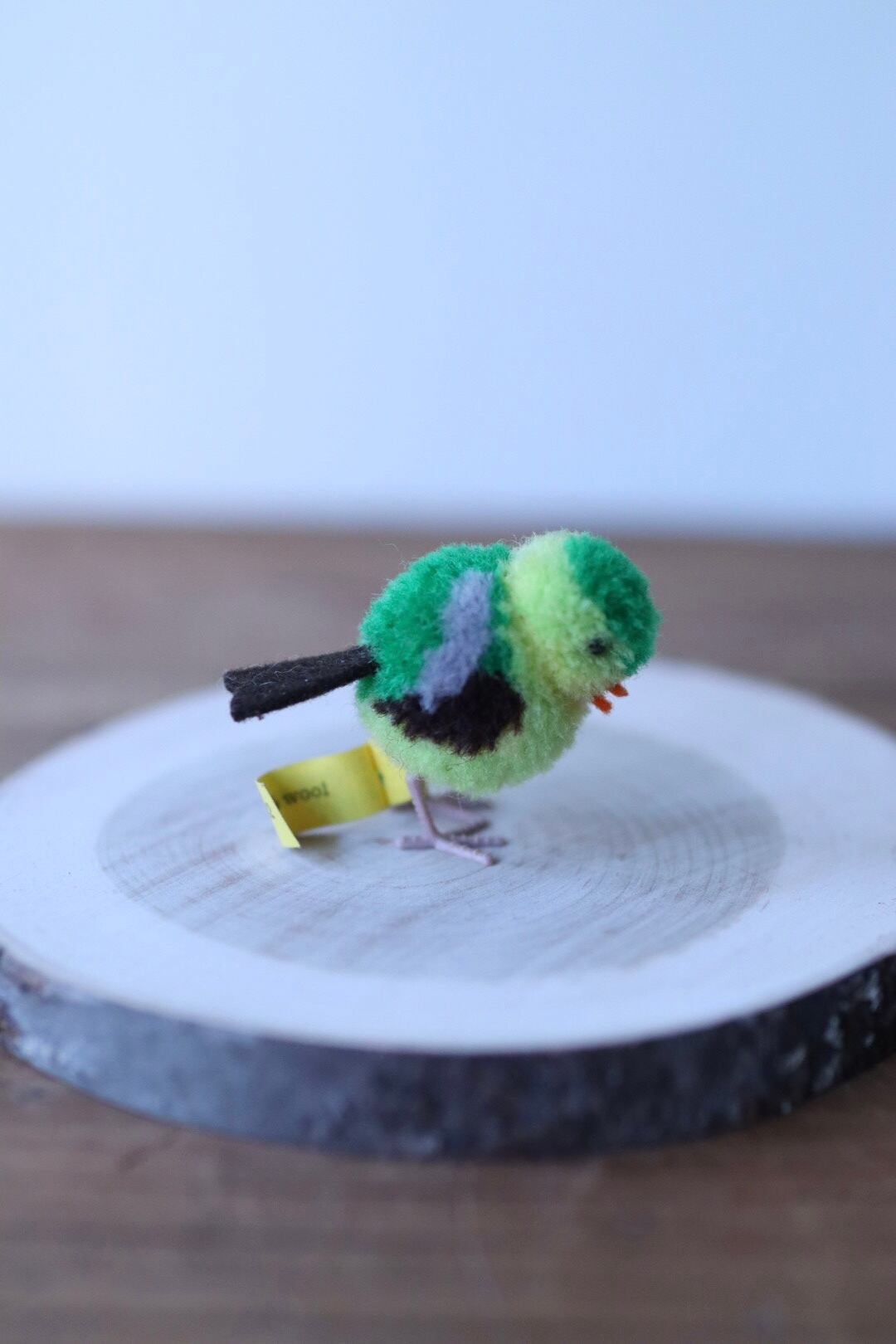ヴィンテージ シュタイフ ポンポン バード 4㎝(グリーン) Steiff Woolen Bird