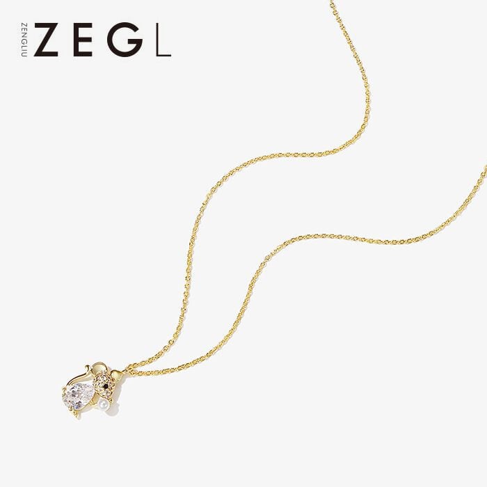 ネックレス キラキラ ねずみ 干支 チェーン付き スターリングシルバー