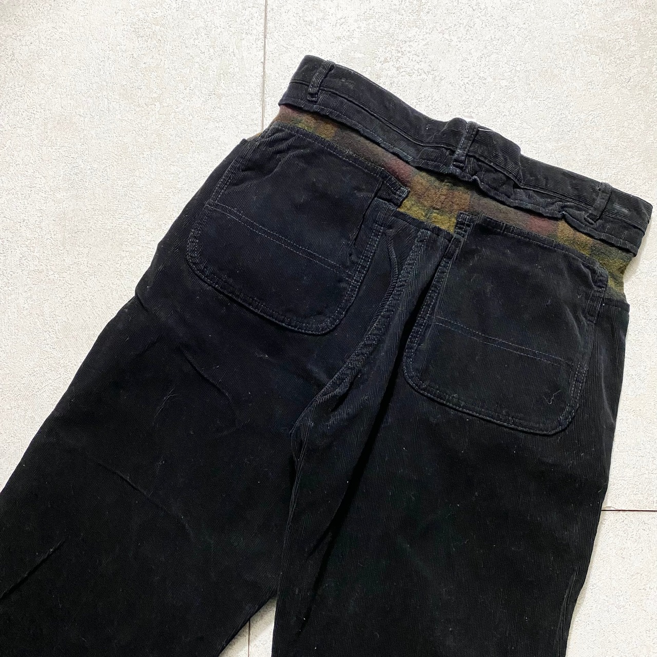 COMME des GARCONS HOMME PLUS EVERGREEN check switching black corduroy pants