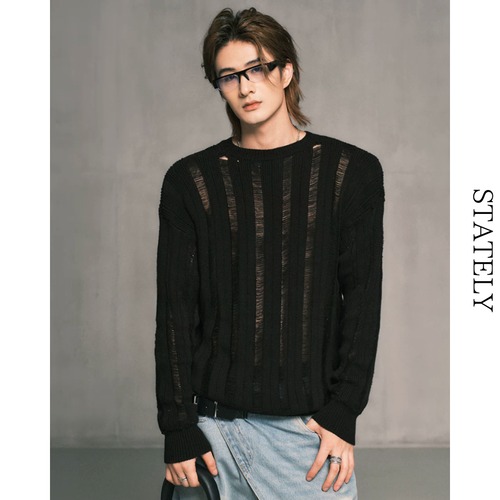 Distressed Line ダメージニット/3color_T36 画像