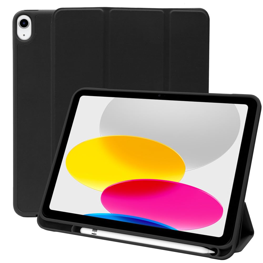 MS factory iPad A16 ケース 11世代 10世代 ペン収納 耐衝撃 カバー ipadケース 第10世代 (2022) 第11世代 11インチ (2025) 用 アイパッド オートスリープ スタンド ブラック 黒 IPD-10-S-HDR-BK