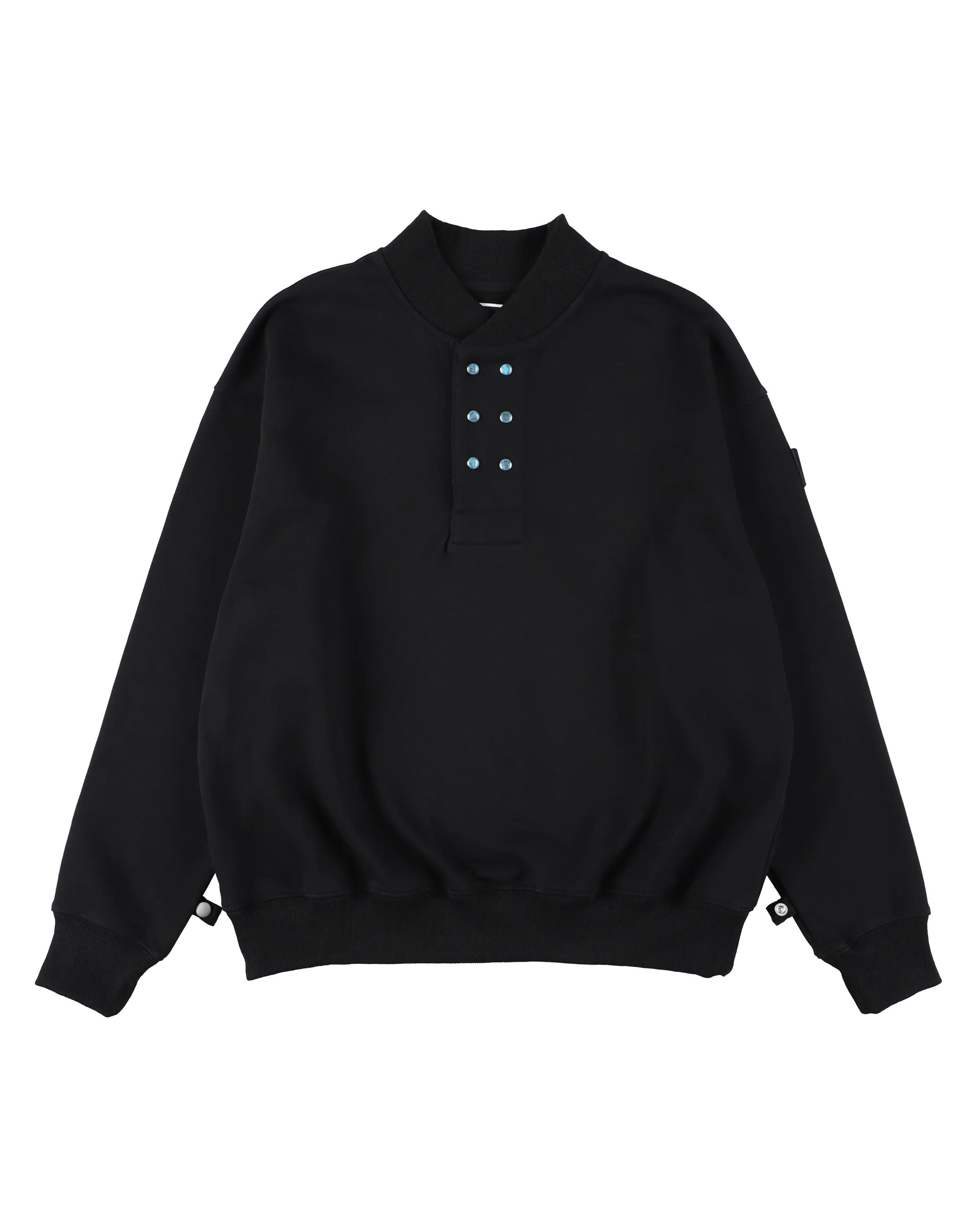 phingerin【DOUBLE HENLEY STONE SNAP SWEATSHIRT -BLACK-】