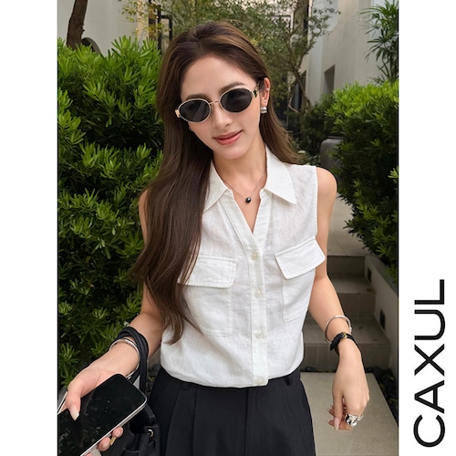 Linen100% Sleeveless Shirt