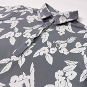 美品 Callaway キャロウェイ 花柄 総柄 半袖 ドライ ポロシャツ サイズ L /レディース/ゴルフ/ネイビー×ホワイト