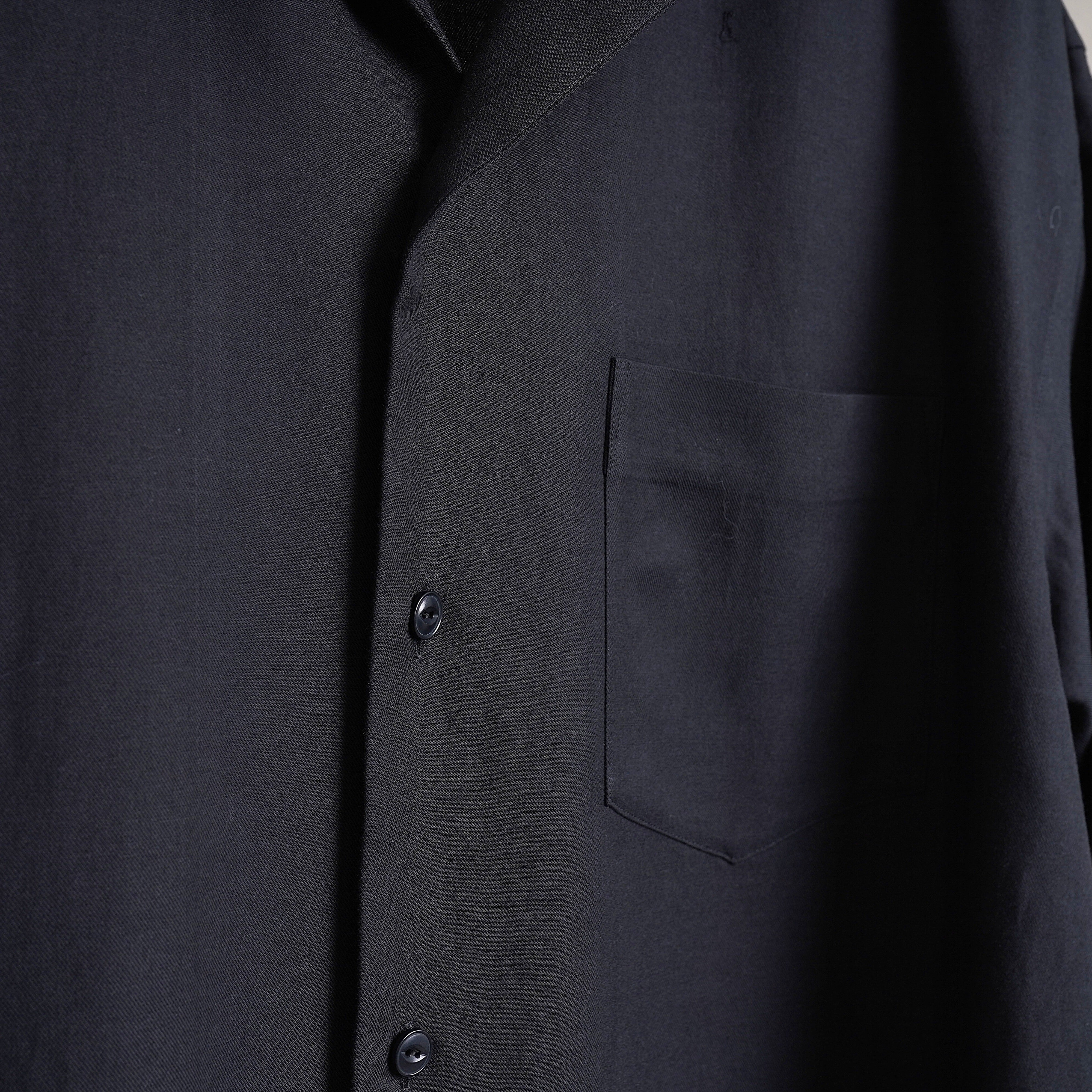 YOKO SAKAMOTO | OPEN COLLAR S/S SHIRT | BLACK | suikazura