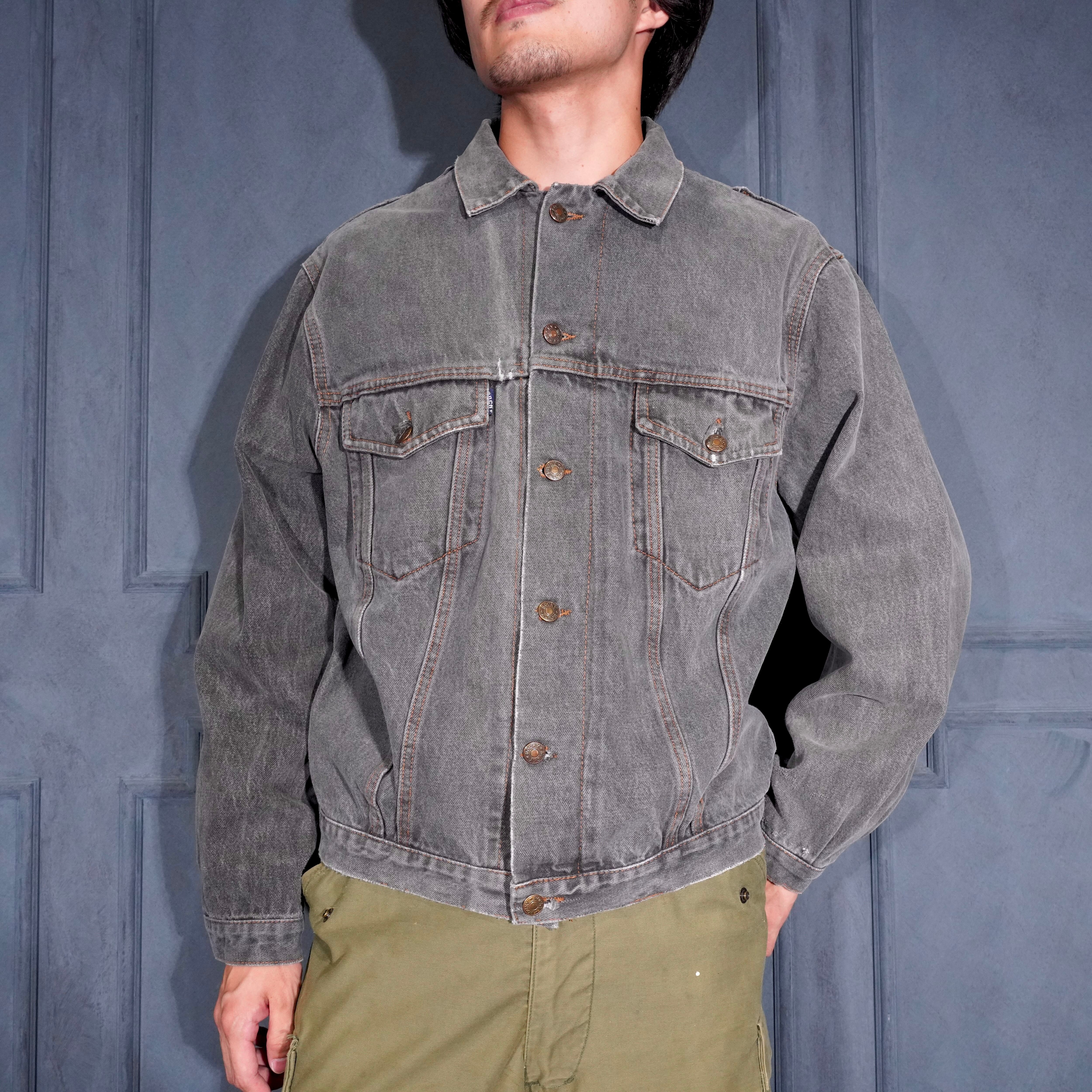 USA VINTAGE ROCKY BLACK COLOR DENIM TRACKER JACKET/アメリカ古着