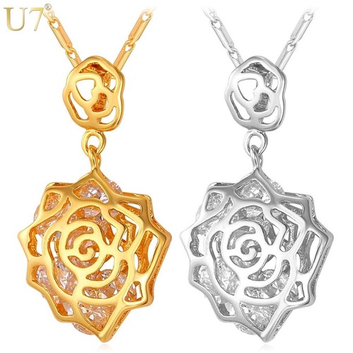 レディース ネックレス ローズ ペンダント カラー フラワー ジルコニア 80001908