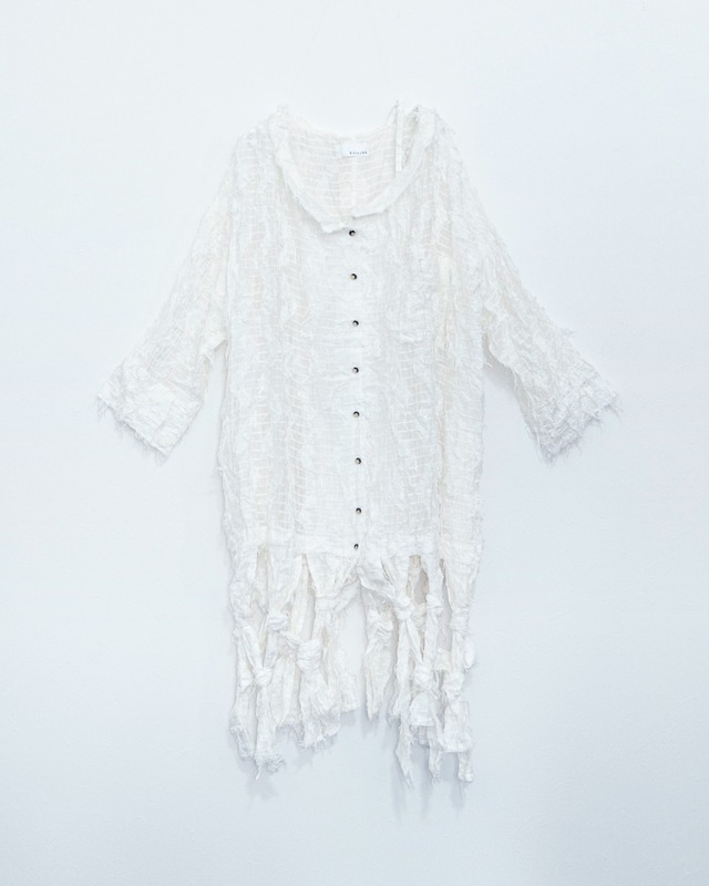 Fringe JQ Macrame Shirt Dress (White)