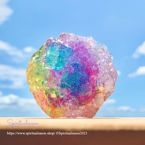 ネオ賢者の石オルゴナイト／color:虹／マインドフルネス実践サポート／アンダラクリスタル型オルゴナイトオブジェ