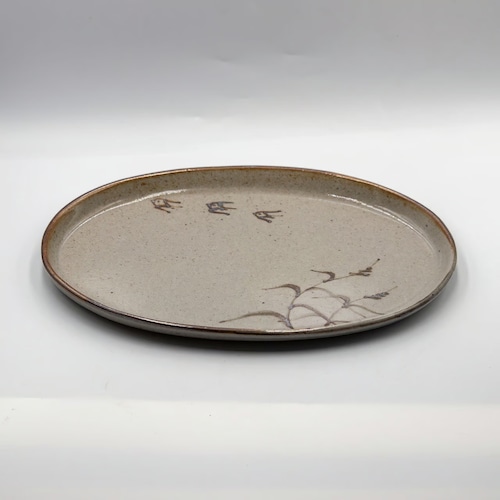 tunaguオリジナル　春窯　オリジナル 楕円皿　葦と千鳥