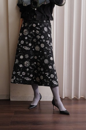 jacquard galaxy skirt black