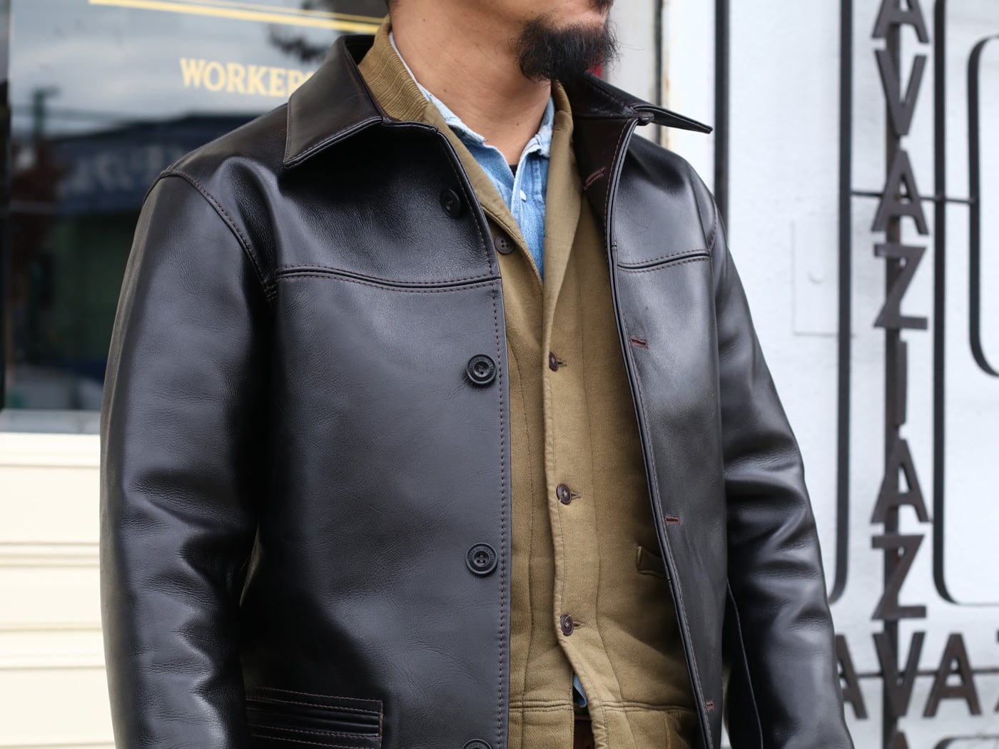 山*郎様 Y'2 LEATHER　アニリンステア　ラウンデッドヘム　カーコート Y'2 LEATHER ワイツーレザー ANILINE STEER ROUNDED HEM CAR COAT