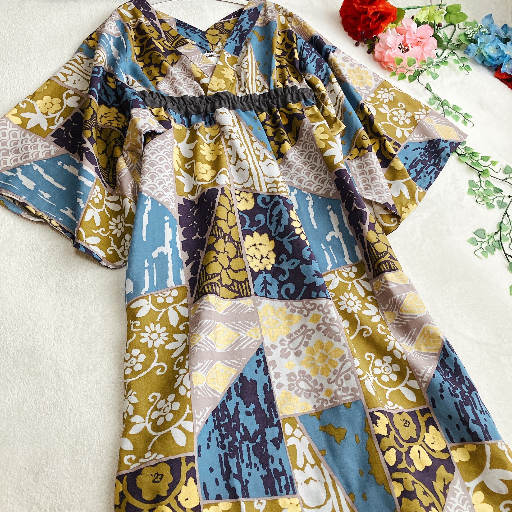 極美品】ソウソウ SOU・SOU☆みたて衣 モスリン 金彩 総柄 ワンピース
