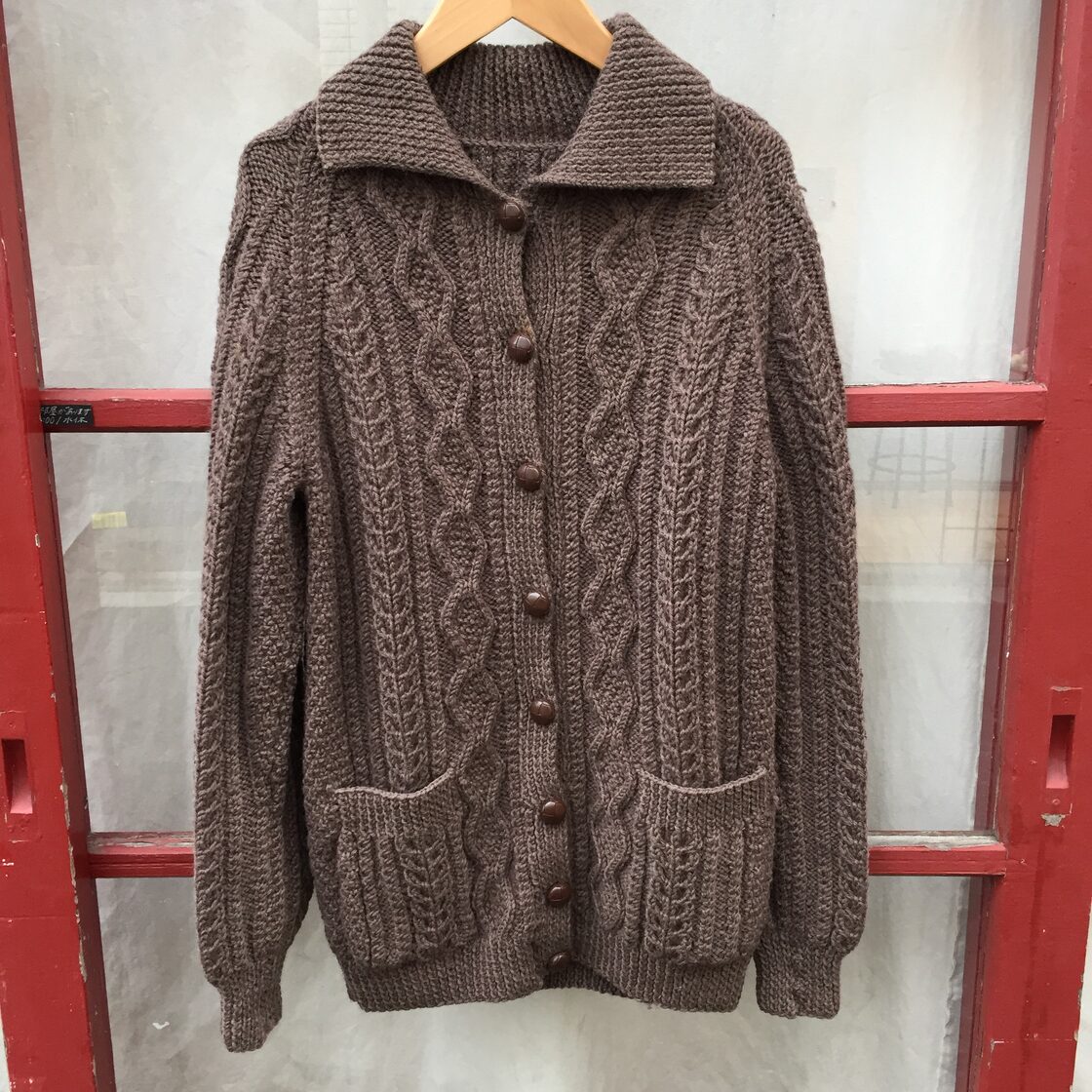 Hand knitted Alan knit fisherman cardigan アランニット 